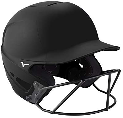 Mizuno F6 Adult Fastpitch Softball Batting Helmet with Mask, Black, Small/Medium