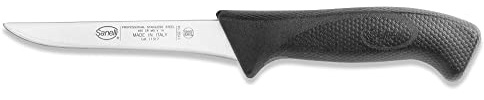 Sanelli Linea Skin, Coltello Macellaio Disosso professionale cm.14, Acciaio Inossidabile, Nero, Lunghezza lama 14 cm.