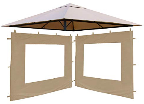 QUICK STAR Set reservdäck och 2 siddelar för trädgård Pavillon 3 x 3 m sand antik Pavillondach reservskydd sidoväggar