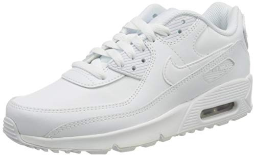 Nike CD6864-100 Nike AIR Max 90 LTR (GS) Unisex White/White-Metallic Silver-White EU 39