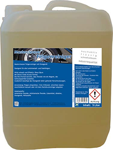 Mastercleaner Felgenreiniger Konzentrat 5 Liter. Der Felgenreiniger mit nat. Orangenöl für Alufelgen Chromfelgen Stahlfelgen ohne Säure und Phosphate