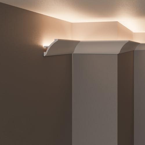 create luxury GRAND DECOR LED-Rahmen für Decke und Wand (4 oder 10 Laufmeter KH904), für indirekte Beleuchtung mit LED-Streifen | dekorativ, vorgefertigt aus Duropolymer (4)