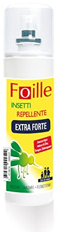 Foille Insetti Repellente Extra Forte, Spray Antizanzara con DEET 50%, Protegge fino a 8 Ore Contro Zanzare, Zecche e Flebotomi, Efficace Contro Dengue, Zika e West Nile, 100 ml