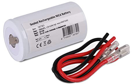 Bright Source 1 Single D Cell 1.2v 4000mAh Rechargeable Emergency Lighting Battery with Electrical Contact Solder Tags & Attachable Leads