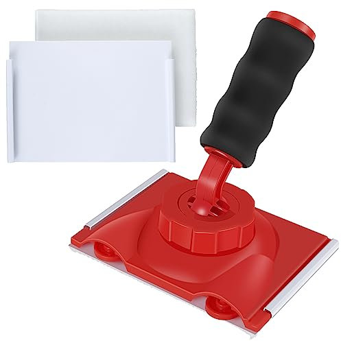 Pinceaux de Peinture d'angle Rouleau de Peinture avec Coupe Bordure avec Poignée Rotative et 2 Brosses Eponge de Remplacement Portable pour Plafond Porte Bords d'angle de Mur