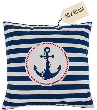 Out of the blue Deko Kissen mit Anker Traditional Maritime - maritimes Sofakissen inkl. Bezug & Füllung - dekoratives Couchkissen mit kompakten Maßen 45x45 cm aus Mischgewebe