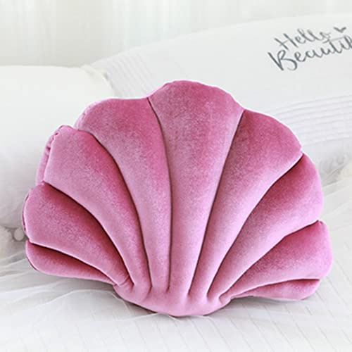 OUKEYI Almohadas de concha,almohadas decorativas en forma de concha,bonita almohada de almeja para sofá,cama,silla,hogar,sala de estar,dormitorio,oficina,cojín de suelo(13 x 10 pulgadas)(vino)