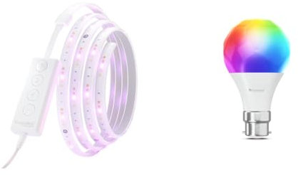 Nanoleaf Matter Essentials Lightstrip Starter Kit, 2M Smart RGBW LED Strip Light & Matter Essentials B22 LED Bulb, RGBW Dimmable Smart Bulb - Matter Over Thread