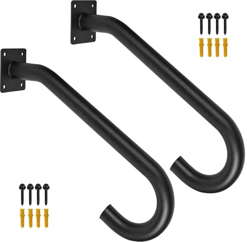 VANROUG 2PCS Hand Rails for Outdoor Steps, Outdoor Handrail Safety Grab Bar for Stairs Wall Mounted U Shaped Handrail 1.25 Tube Hand Railing for Garage Entry