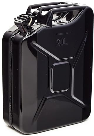 BW© Jerrican en métal pour carburant - 20 l - Noir - RAL 9005 - Certifié TÜV et homologation ONU - Fabriqué en Europe