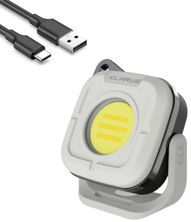 Klarus CL5 luce da campeggio,luce di lavoro ricaricabile 1200mah, lanterna da campeggio 650LM con 8 modalità luci, base magnetica, funzione gancio,IPX5 per il campeggio, all'aperto, emergenza bianco