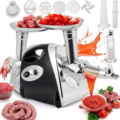 Elektrisk köttkvarn Korvfyllningsmaskin, tomatjuicer, såsmaskin, multifunktionell köttkvarn Köttfärs Matberedare Hemma kök Användning