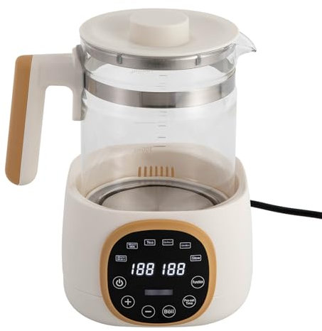 Hervidor de agua con ajuste de temperatura, calentador de biberones para bebé con indicadores digitales LED, 72 horas, mantiene caliente los alimentos del bebé, 600 W, 1,3 L para biberón, té,