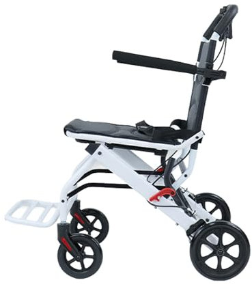 Fauteuil roulant pliable ultra léger en alliage d'acier au carbone avec guidon rotatif à 360°, pneus en polyuréthane, 8,2 kg, compact pour les voyages, idéal pour les personnes âgées et handicapées
