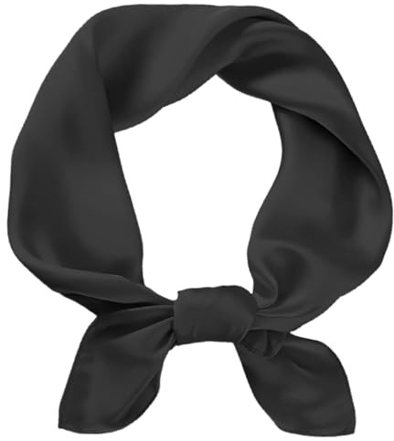 BSBUY Square Satin Silk Scarf Plain Neck Scarf, Lightweight Plain Bandana Wrap Square Large Square Satin Headscarves Hair, Accessories Classic Hair Scarf for Retro 50s 60s Style Wedding(Black)