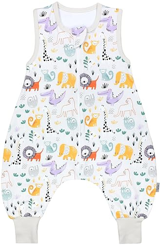 TupTam Saco de Dormir Bebé con Piernas – Saco Bebé Dormir Verano 0.5 TOG, Algodón OEKO-TEX, Animales de safari multicolor, 92-98