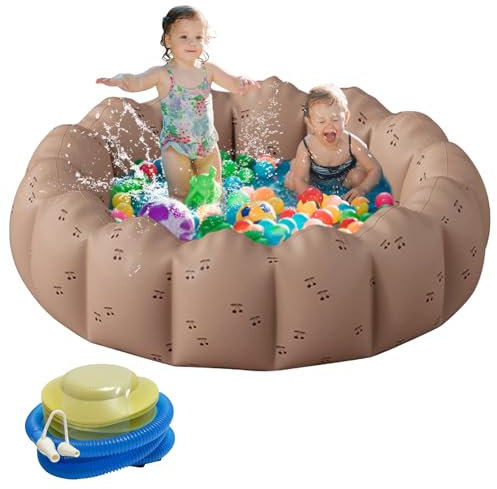 Aufblasbares Schwimmbecken Kinder, 100cm Planschbecken Klein, Kinderpool Babypool, Runde Schwimmbad Faltbar, Aufblasbare Badewanne Dusche, Inflatable Swimming Pool für Balkon