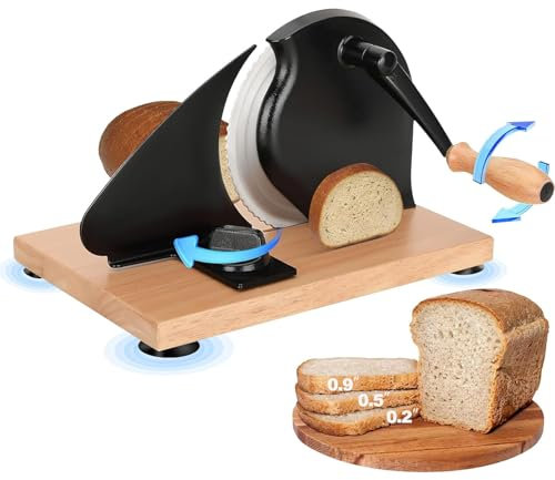 Affettatrice Manuale per Pane, Spessore Regolabile da 0 a 2,3 cm, affettatrice Manuale Classica per Pane, Lame in Acciaio Inox 304, Taglia Pane a lievitazione Naturale Fatto in casa