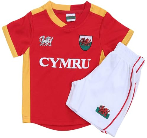 Manav Kids Gold Wales Cymru Football Kit | Boys Soccer Jersey & Shorts Set | Lightweight & Breathable Training Activewear | National Pride Gift for Young Fans