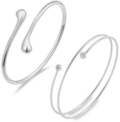 2 PZ 3 PZ Braccio Polsino per le Donne Braccio Bracciale Gioielli Superiore Oro Argento Braccio Del Polsino Set Regolabile Minimalista Accessorie, Regolabile, Rame, Non pietra preziosa