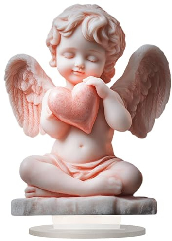 Hbbgdiy Decoración de ángel de Cupido de 7, 5 x 10, Figura de Soporte acrílico Realista 2D con corazón, Adorno Decorativo de ángel para el hogar, la Oficina y la decoración romántica de Mesa