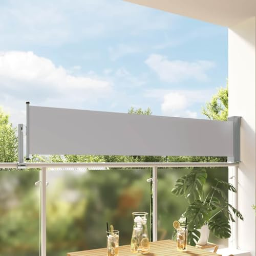 Generico Tenda Laterale Retrattile per Patio 60x300 cm Grigia,Ombrelloni e Parasole