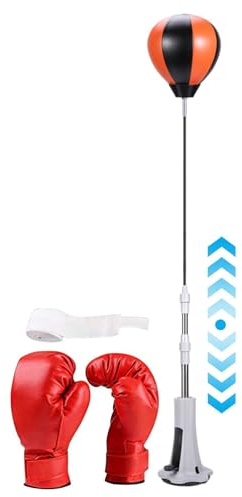 Saco de boxeo con pie - Dispositivo de entrenamiento de golpes con Veñtosa | Bola de boxeo ajustable en altura para niños y adultos, incl. guantes de Boxeò y vendaje, dispositivo de fitness para reduc