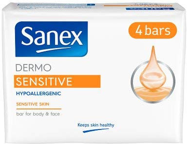 Sanex Savon Dermo Sensitive Lot de 4 barres de savon 90 g