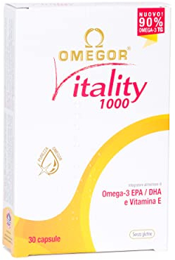 Omega 3 IFOS 5 Stelle OMEGOR Vitality 1000 - Omega3 EPA 535mg e DHA 268 mg - 30 Capsule Senza Retrogusto e Facili da Digerire