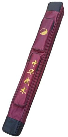 G-LIKE Bolsa de transporte japonesa Bokken – Bolsa de transporte de una y doble capa de espada con múltiples bolsillos – lona con poliuretano (rojo, individual)