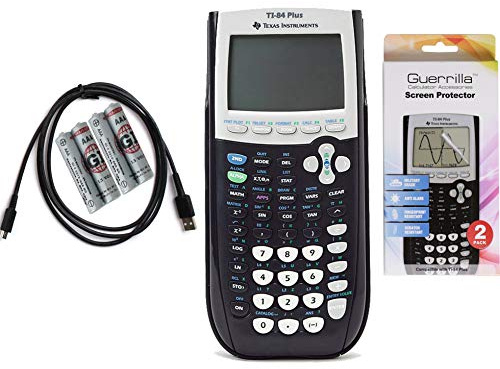 Texas Instruments TI 84 Plus Graphing Calculator with Guerrilla Military Grade Screen Protector Set, Certified Reconditioned