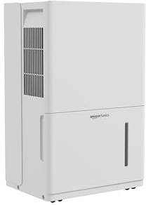 Amazon Basics 50-Pint Large Dehumidifier with Pump, Energy Star Certified, Humidity Control, Auto-Defrost, Timer, Overflow Protection for Rooms up to 4000 SFT, White