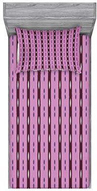 ABAKUHAUS Geometrisch Buntes Spannbetttuch- und Kissen-Set, Wulstige Diamant-Formen, dekoratives und bedrucktes 2-teiliges Bettwäscheset, 120 cm x 190 cm, Maroon Aubergine Weiß