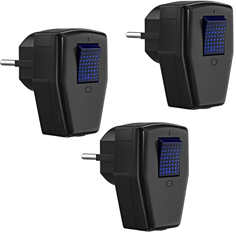 Schuko Stecker mit Schalter, Schutzkontakt-Stecker IP20 250V (16A), Schwarz, 3 Stücke