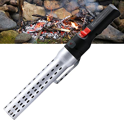 Encendedor Barbacoa, Encendedor Barbacoas de Carbon Electrico para Chimenea Cámping BBQ Horno para Pizzas, Enciende Rápidamente en 60s, 2000W, Máximo: 650 ℃ (Color:Silver)