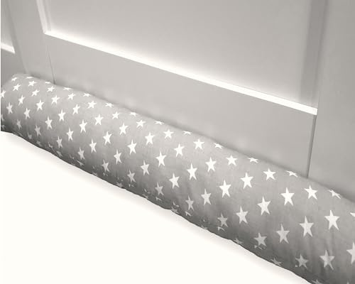 Bebeloo Dragluftstopp, tryckstopp, vindstopp för dörrar och fönster, drag för dörrorm, dörrrulle, bomullstyg (stjärna grå, 80 cm)