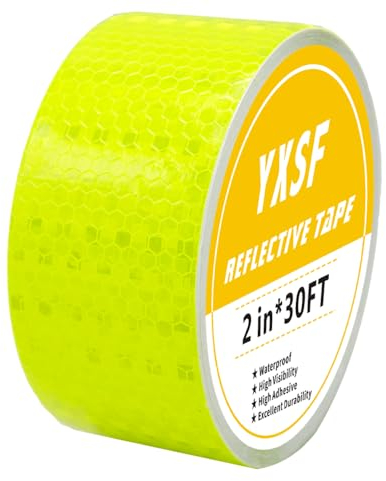 YXSF Hochreflektierendes Klebeband Fluoreszierendes Gelb 5cm x 10m - Selbstklebendes Reflektorband für Fahrzeuge, Anhänger, Fahrräder, Helme, LKW - Wasserdicht & Extrem Haltbar