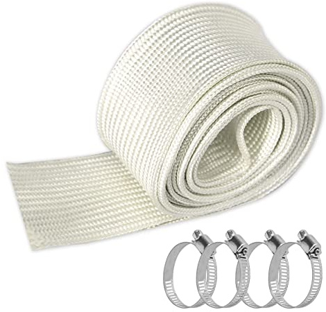 Avgasslang, 25 mm värmeskyddsslang, parkeringsvärmare, isolering, slang, elgenerator för nödströmsaggregat, avgasrör, glasfibersleeving med 4 klämmor för luftluftkonditioneringsvärmare, 200 cm