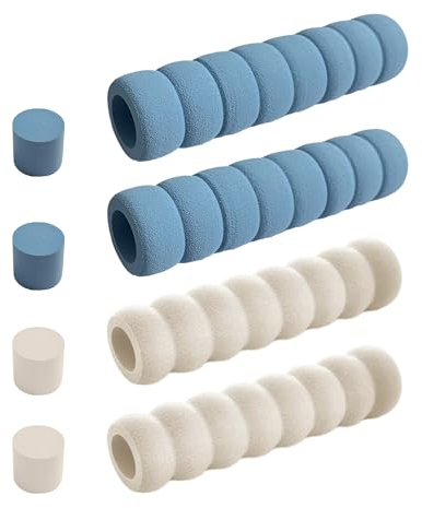 DUINIU 4 Pieces Door Handle Protective Cover, Anti-Static Protective Cover, Children's Anti-Collision Protective Cover, Door Handle Buffer, Suitable for Restaurants, Schools, Rooms (Off-White + Blue)