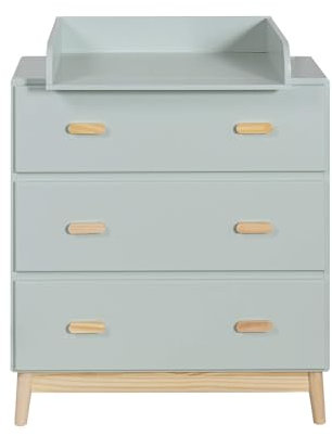 Rebecca Mobili Kommode mit Wickeltisch, Wickeltisch Kommode, Aqua Grün Braun, Kiefern MDF, Kompakt, mit Abnehmbarem Wickeltisch - Maße HxBxT: 100 x 80 x 42 cm - Art. RE6985
