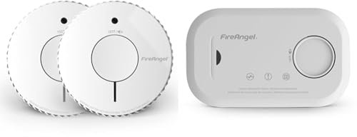 FireAngel Optical Smoke Alarm with 10 Year Sealed For Life Battery, FA6620-R-T2 (ST-622 / ST-620 replacement, new gen) & FA6813-EUX10 FA6813 Carbon Monoxide Detector & Alarm