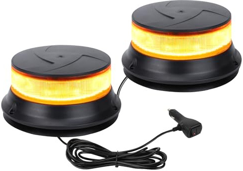 I LITTON 2-in-1 Amber Strobe Lights, 16 Modes, 90 LEDs Amber Flashing Beacon Emergency Warning Light 12/24V Caution Light 360 Rotating Strobe Beacon Lights for Trucks Forklift Snow Plow Golf Cart