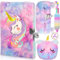 ZPQAODI Juego de 4 diarios de peluche de unicornio con cerradura, cuaderno Einhor, 160 páginas, cuaderno de doble cara, diario secreto con estrella unicornio, cartera, bolígrafo, estuche, regalos para
