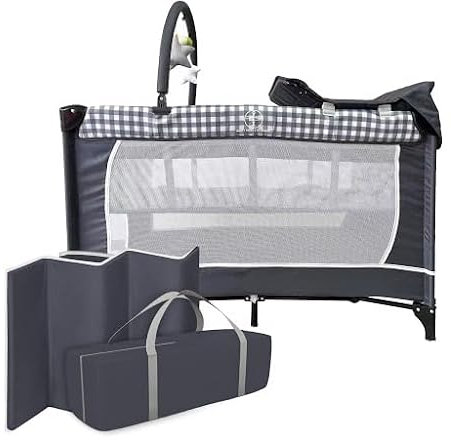 Mobiclinic®, Babybett beistellbett 3 in 1, Wickeltisch, Laufstall, Luftige seitenwände mit seiteneingang, Caelum, Max. 15 kg, Räder Bremse, Atmungsaktiver Stoff, Aufbewahrungstasche