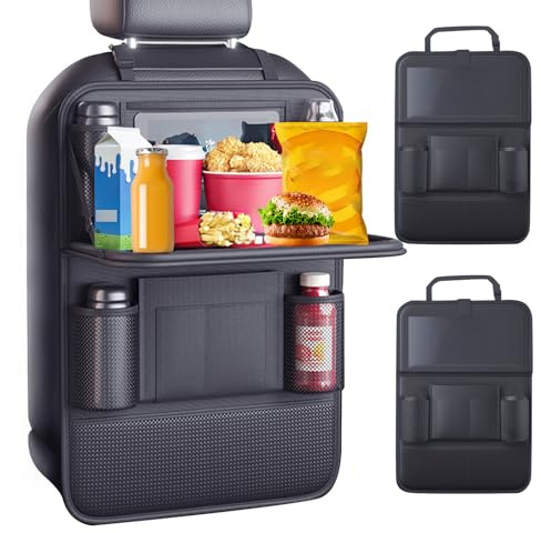 XWUX Organizer Sedile Auto, Proteggi Sedile Auto Bambini Posteriore, Impermeabile Organizer Macchina con Tavolo Pieghevole, Vano porta Tablet/Telefono e 9 Tasche, 42 x 61 cm (2 Pezzi)