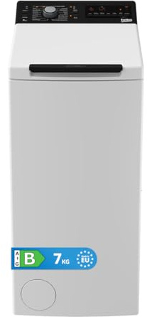 Beko BTL 725WK IT Lavatrice Carica dall’Alto 7kg, Classe B, Libera Installazione, 1200 Giri/min, Acqua Saver, Antipiega, Livello Di Sporco, Partenza Ritardata, Extra Risciacquo, 90x40x60 cm (AxLxP)