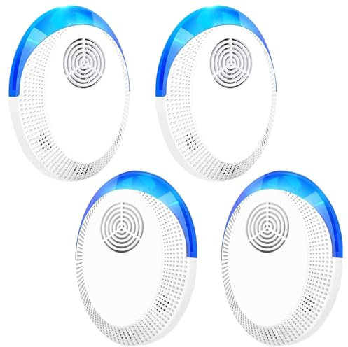 Répulsif antiparasitaire à ultrasons, pièges à souris anti-insectes électroniques 4 paquets pour l'intérieur, plug-in répulsif contre les moustiques et les araignées, répulsif efficace contre les rats