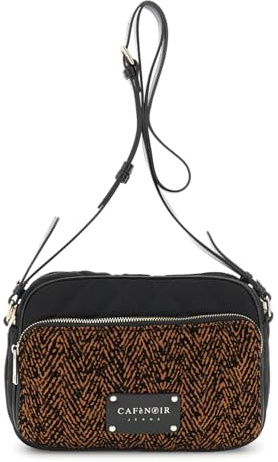 CAFèNOIR - Camera Bag Trapuntata In Nylon Con Stampa Floccato, Da Donna, Colore Caramello/nero, Taglia Onesize