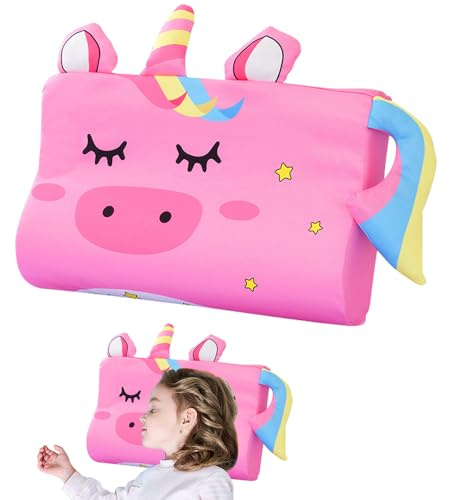 KBIBCK Almohada para Niños, Almohada para Dormir Infantil Calmly, Schlumme-Rkids Almohadas con Funda para Niño, Almohadas Ergonómica para Niños, Ideal para Niño de 3 a 12 Años (45 x 27 x 6 cm, Rosa)