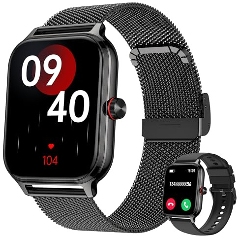 LODIMEKE Montre Connectée Femme Homme Appel Tension Artérielle Fréquence Cardiaque Sommeil, 1.96'' AI Smartwatch 100+ Sports, IP67 Podomètre Réveil Calculatrice Carte de Visite iOS Android